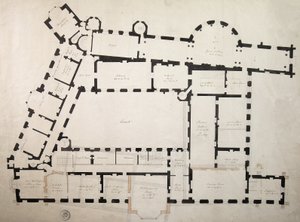 Design för förändringar av det tredje slottet (penna och bläck med tvätt på papper)